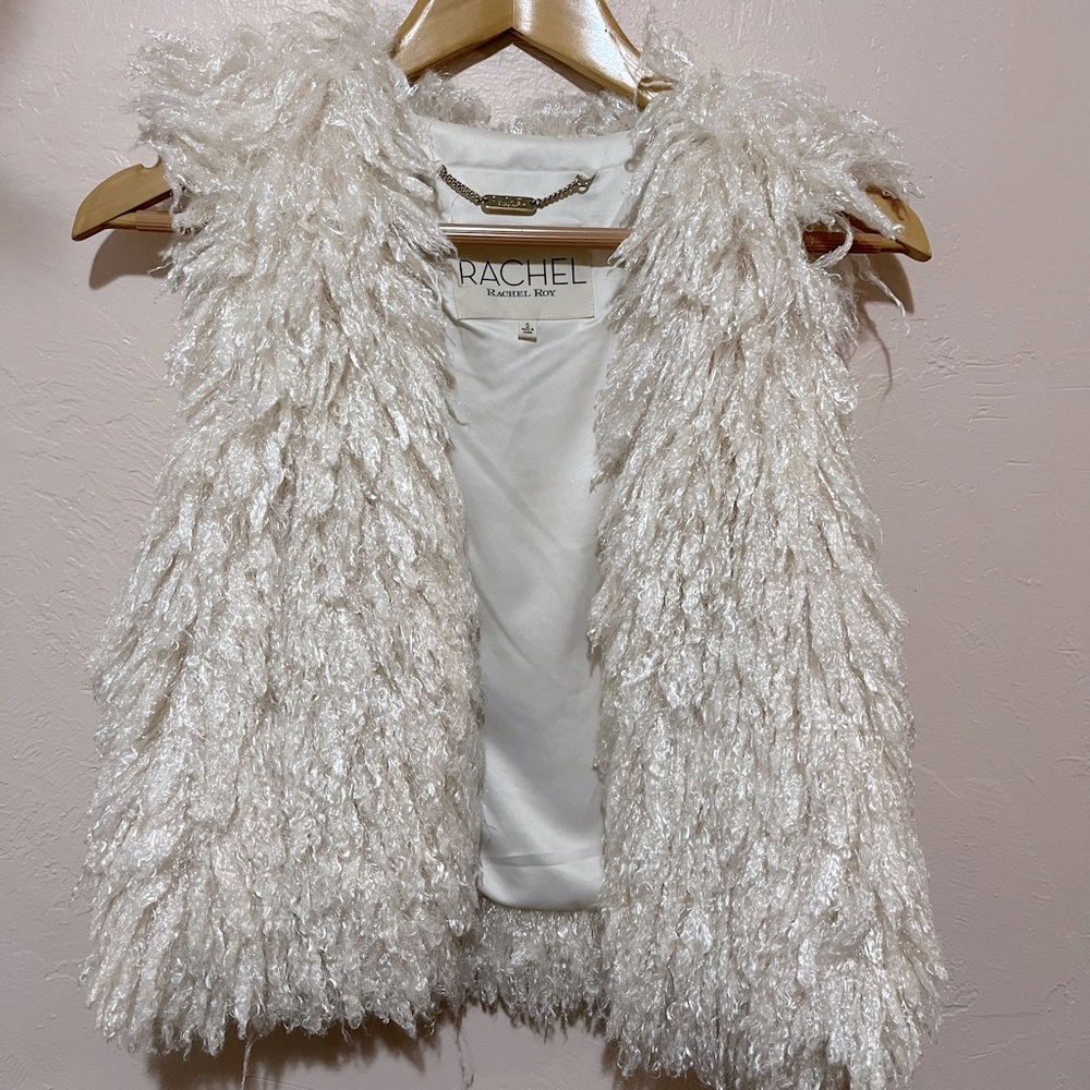 White faux fur vest!